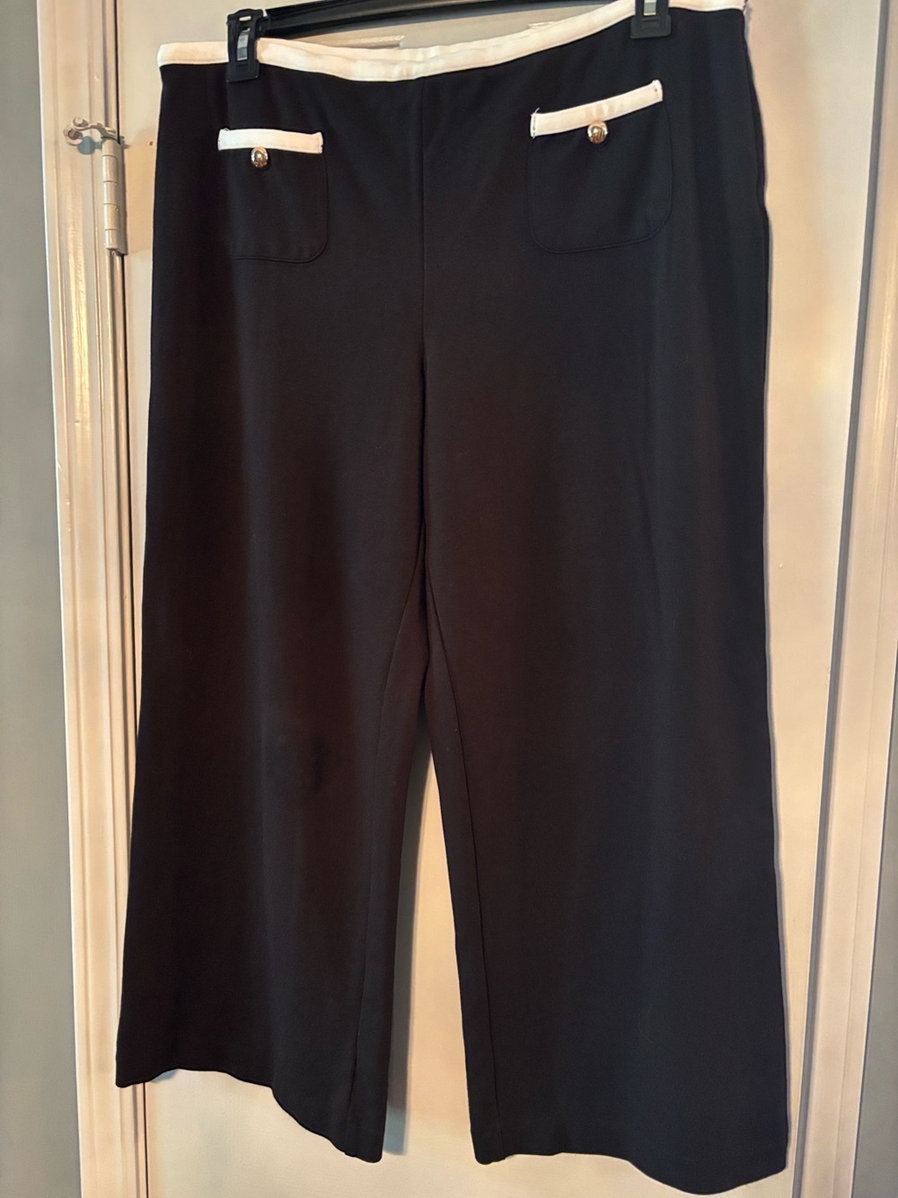 Rachel Zoe Wide Leg Black Pants with White Trim